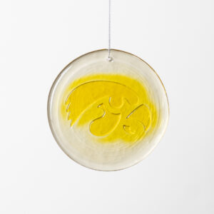 Collegiate 4" Suncatcher: University of Iowa, Tiger Hawk - Citrine