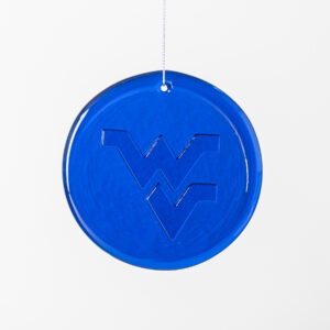 Collegiate 4" Suncatcher: West Virginia University, Flying WV - Cobalt